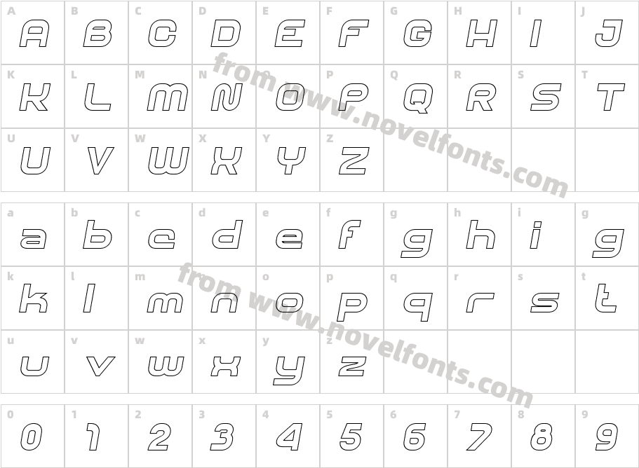 SHARY LINE italic BlackCharacter Map