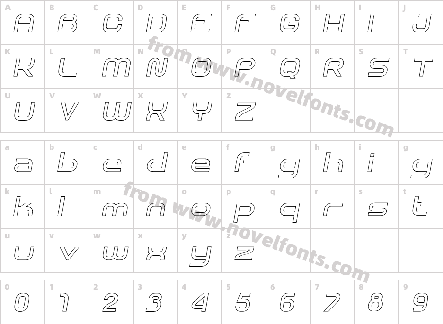 SHARY LINE italic BoldCharacter Map