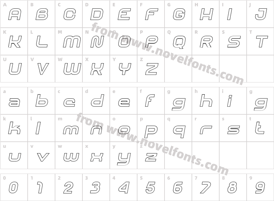 SHARY LINE italic Extra BoldCharacter Map