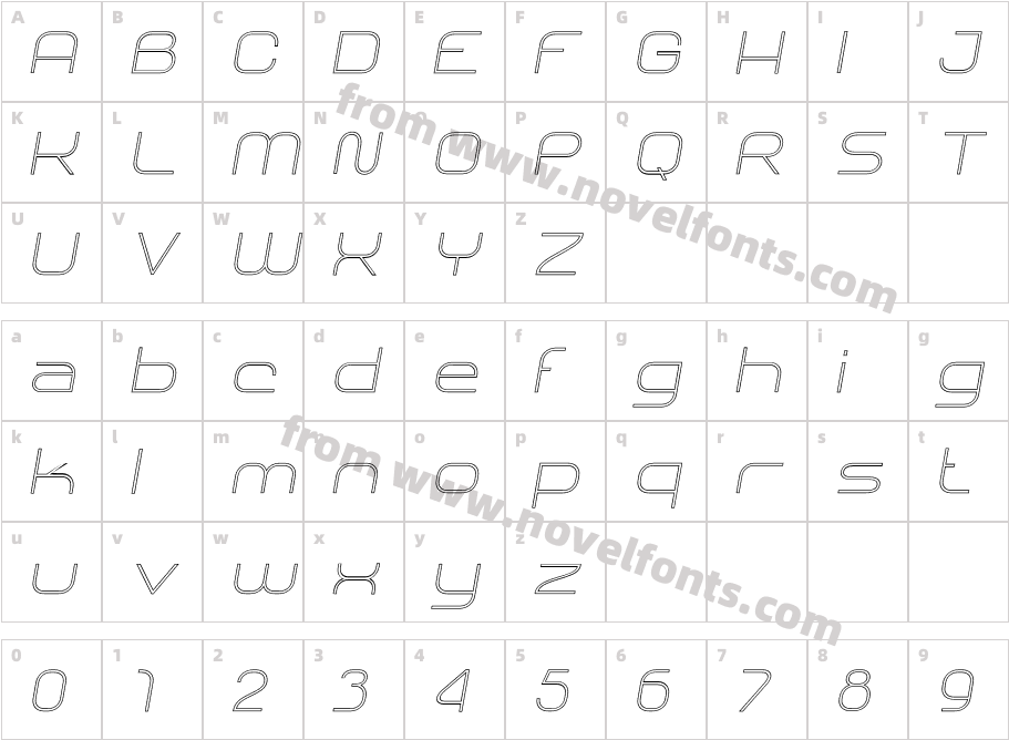 SHARY LINE italic Extra LightCharacter Map