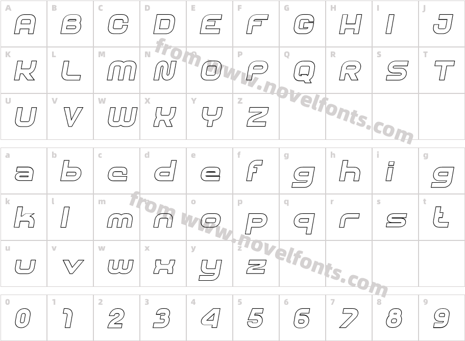 SHARY LINE italic HeavyCharacter Map