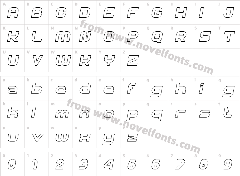 SHARY LINE italic HeavyCharacter Map
