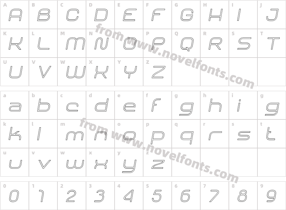 SHARY LINE italic LightCharacter Map
