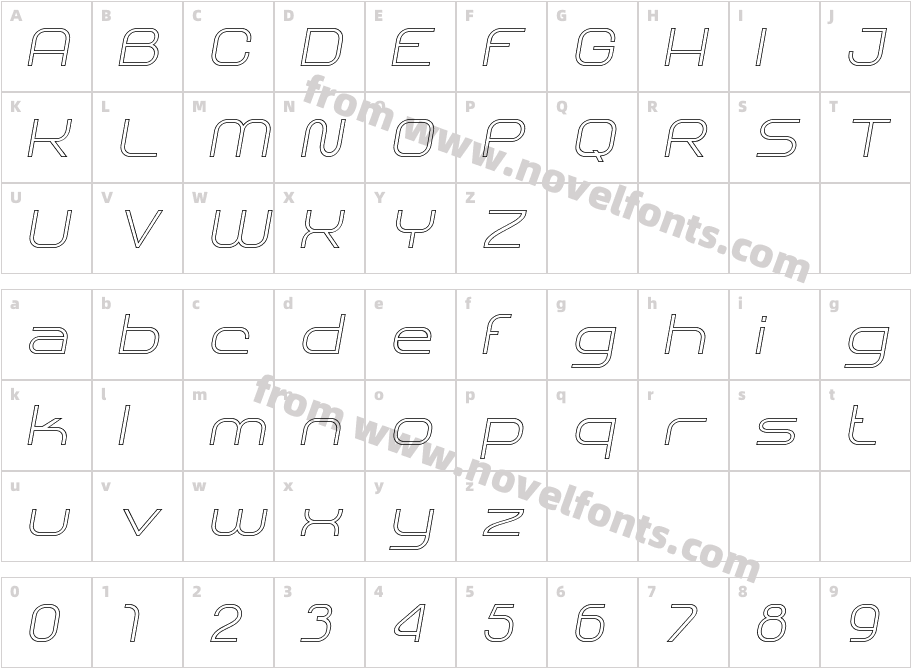 SHARY LINE italic LightCharacter Map