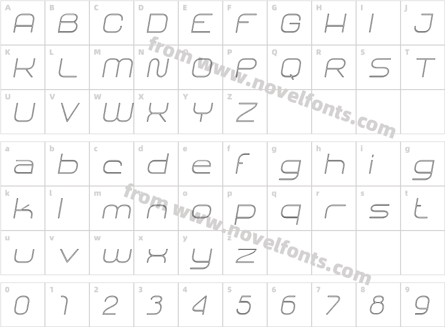 SHARY LINE italic ThinCharacter Map