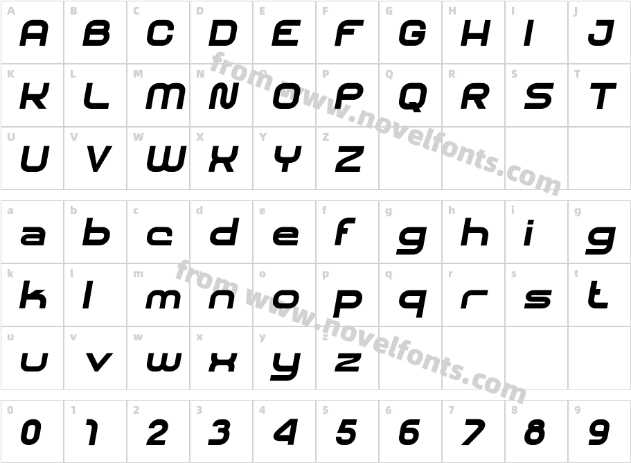SHARY italic Extra BoldCharacter Map