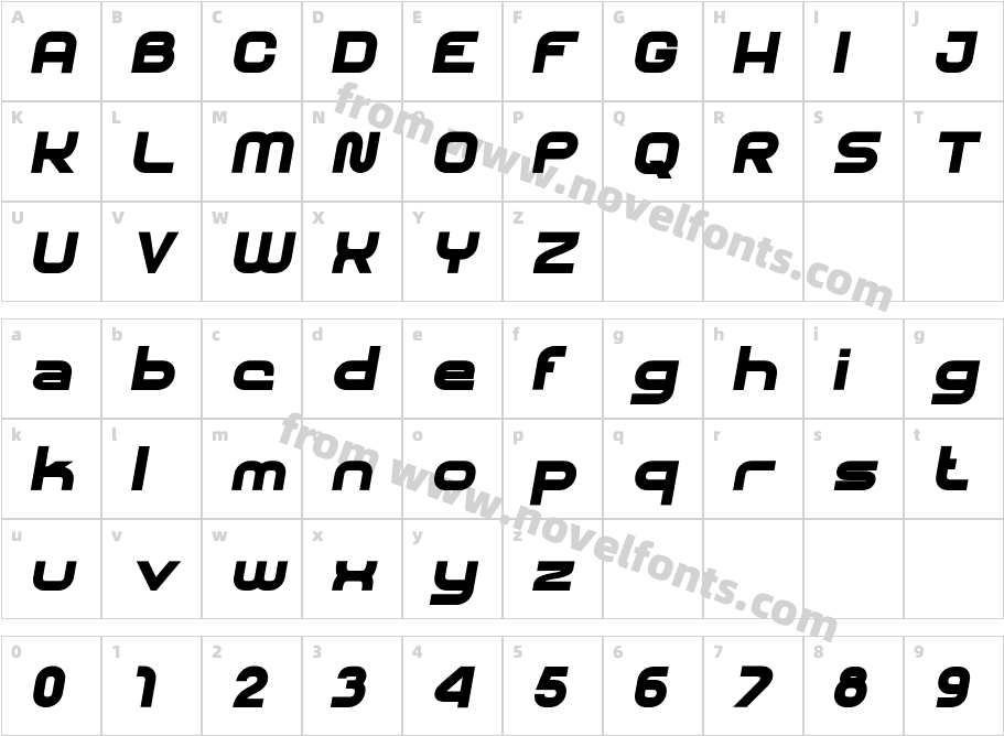 SHARY italic HeavyCharacter Map