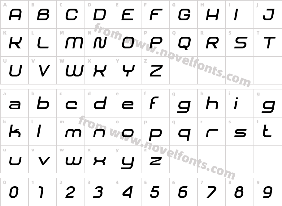 SHARY italic SemiboldCharacter Map