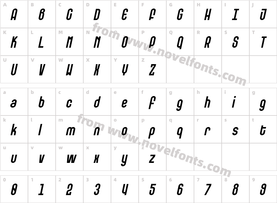 SK Barbicane ItalicCharacter Map