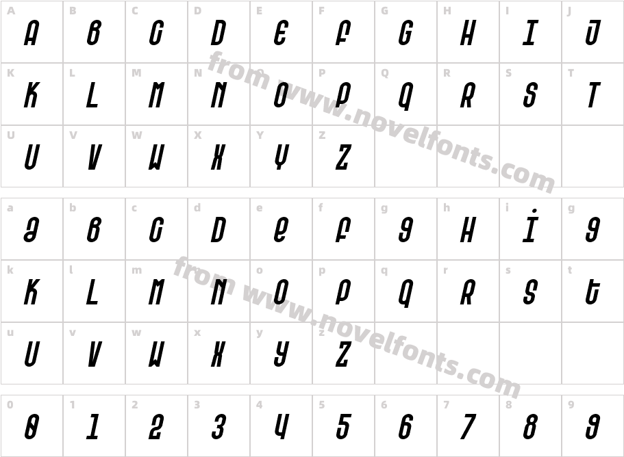 SK Barbicane Unicase ItalicCharacter Map