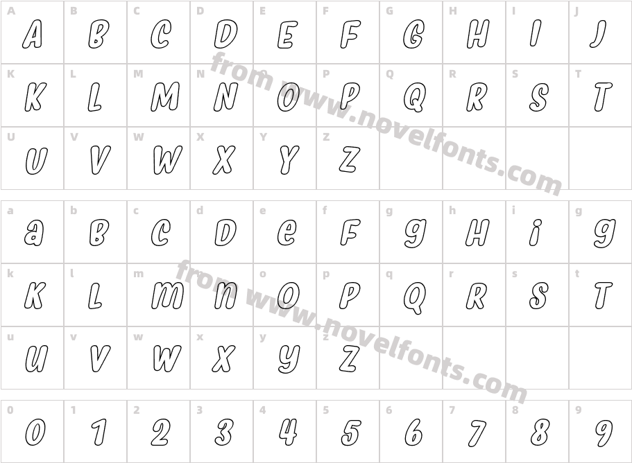 Myfrida Hollow ItalicCharacter Map