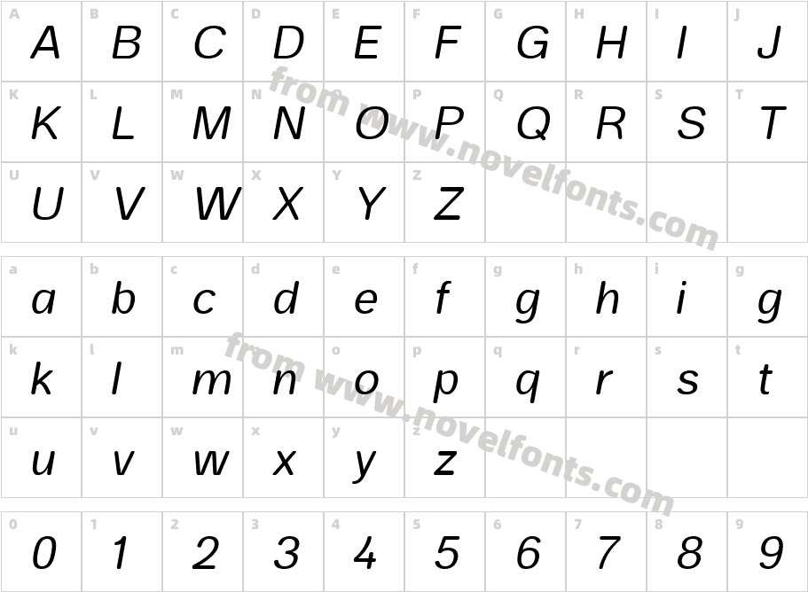 SK Selanik Rounded Light ItalicCharacter Map