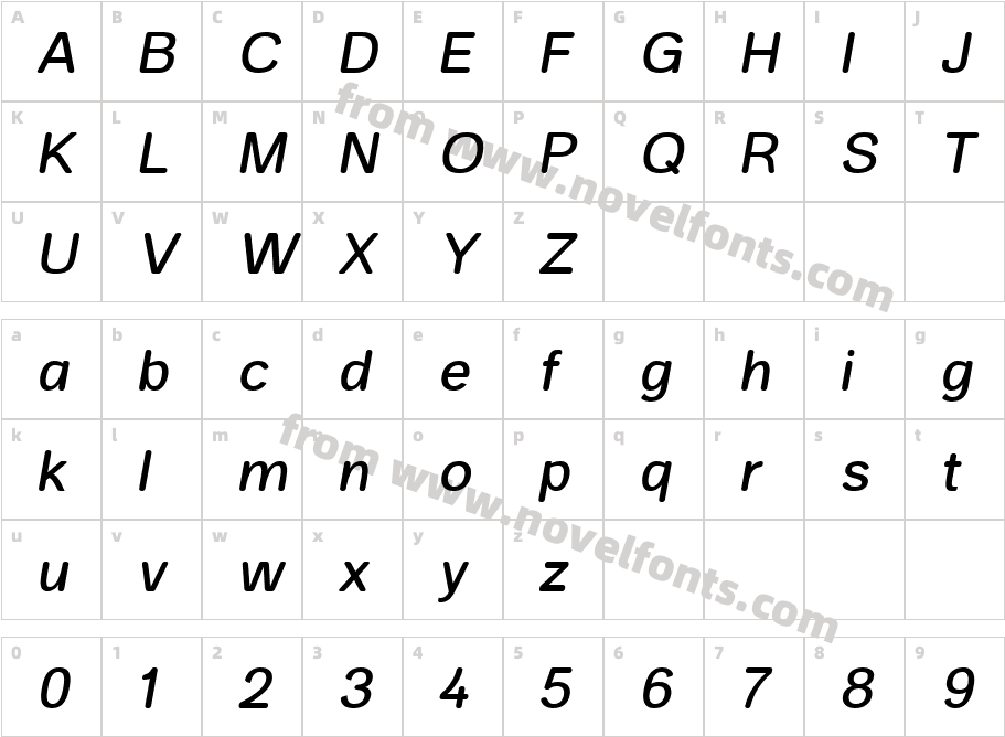 SK Selanik Rounded Medium ItalicCharacter Map
