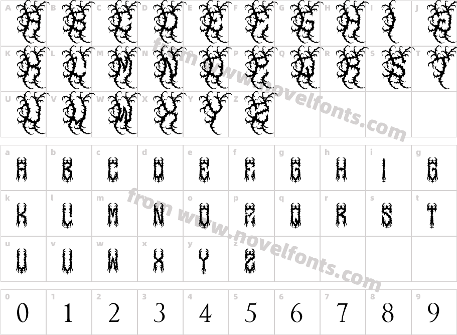 SNORE METALCharacter Map