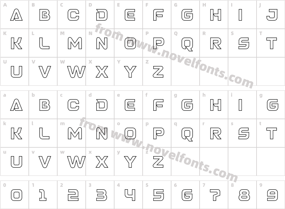 SPEEDO OutlineCharacter Map