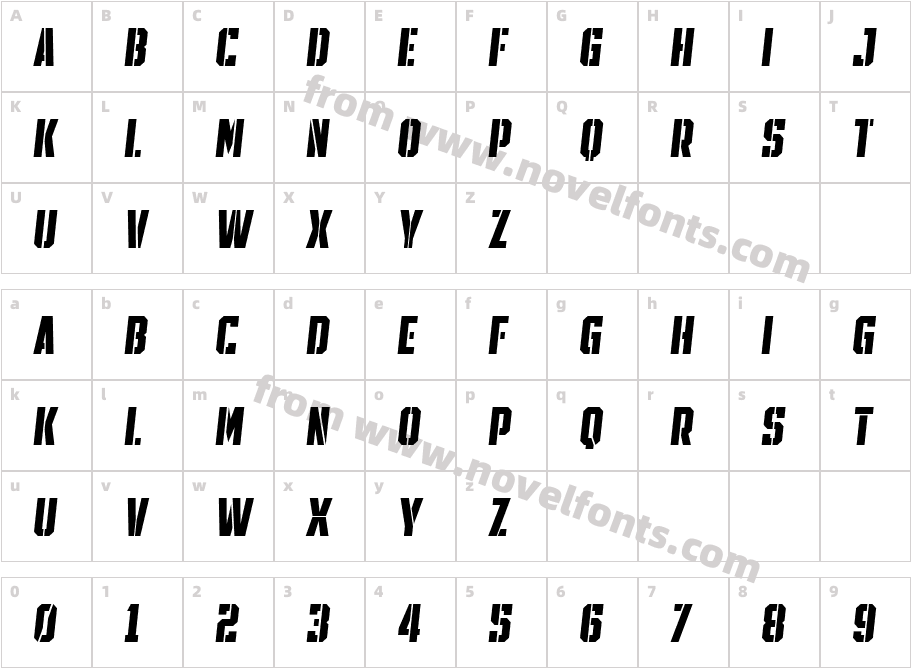 SPORTS HEADLINE STENCIL ItalicCharacter Map