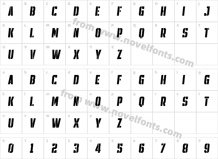 SPORTSHEADLINESTENCIL ItalicCharacter Map