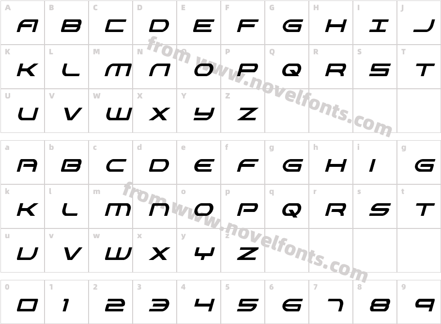 Antietam Extra-Condensed ItalicCharacter Map