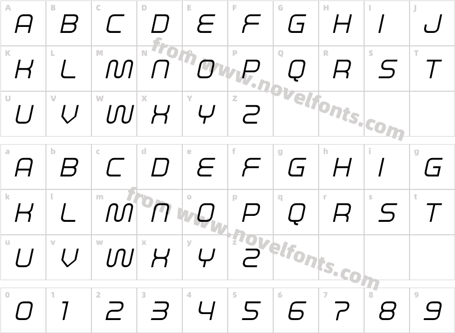 SYNCHO Italic LightCharacter Map
