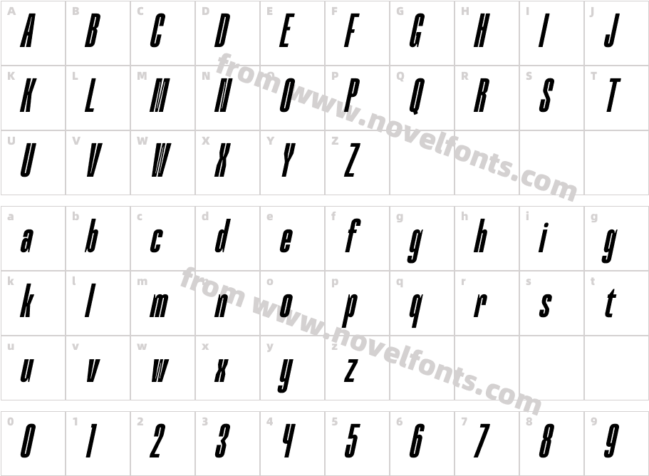 Sabegams ItalicCharacter Map