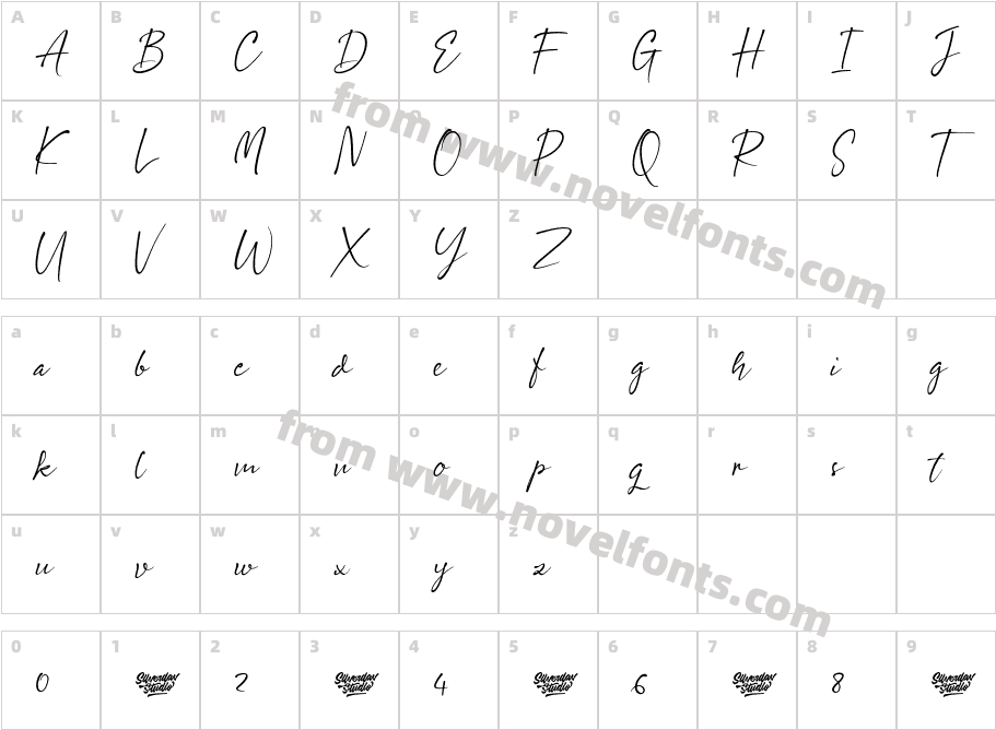 Safirah Moon RegularCharacter Map