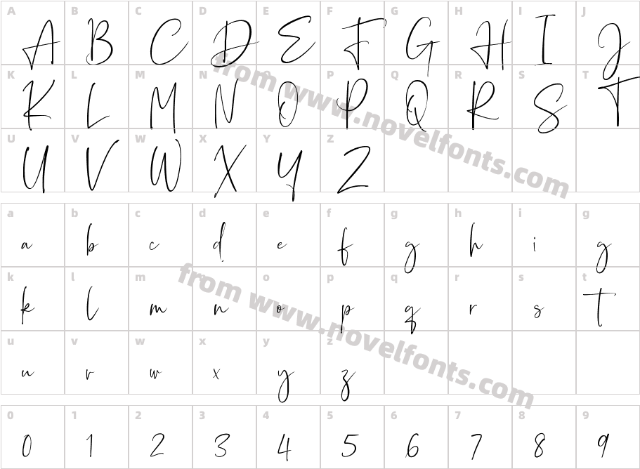 Sagitarius Signature Font W05Character Map
