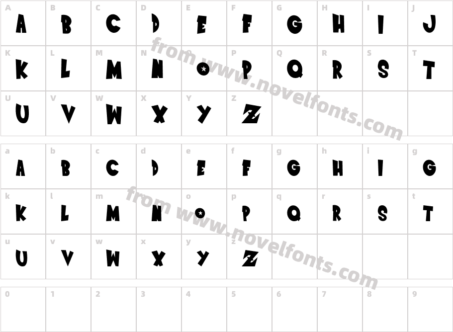 Saiyan Sans Left Oblique RegularCharacter Map