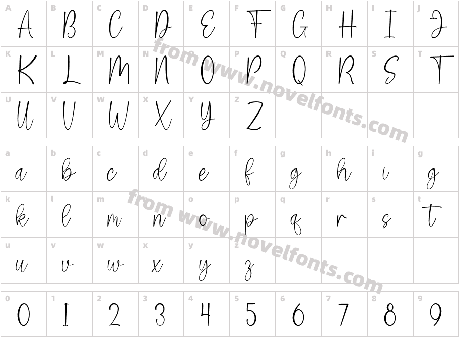 Salsabila RegularCharacter Map