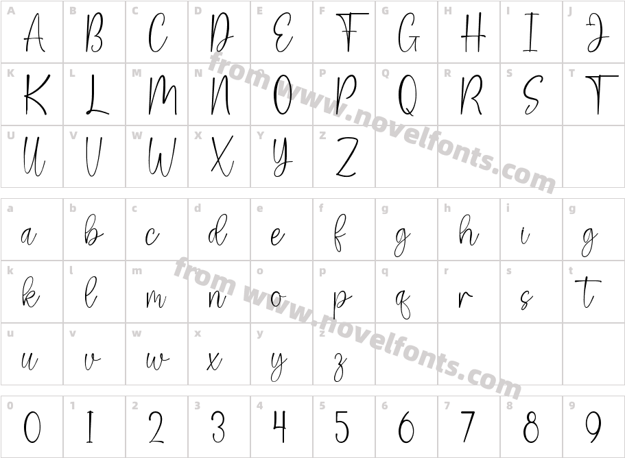 Salsabila RegularCharacter Map