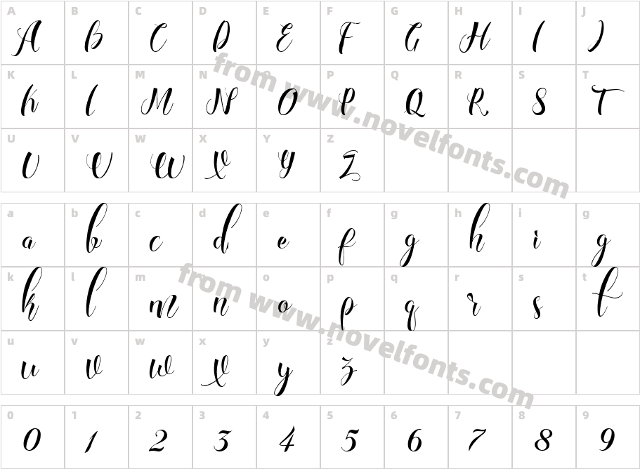 Samitha Script RegularCharacter Map