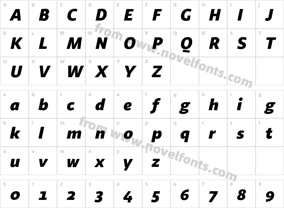 Sana Sans Heavy ItalicCharacter Map