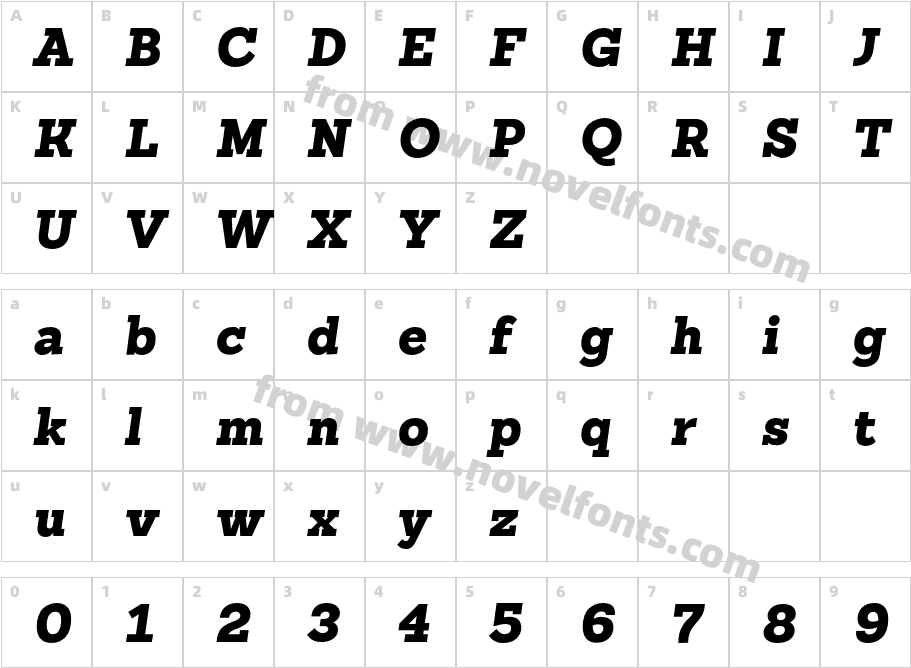 Sanchez Slab Black ItalicCharacter Map