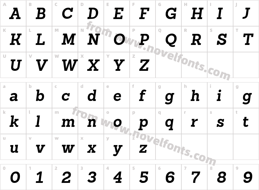 Sanchez Slab Bold ItalicCharacter Map