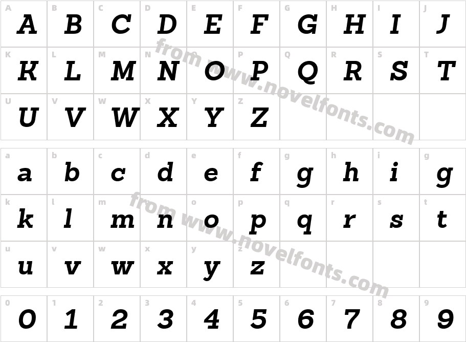 Sanchez Slab W03 Bold ItCharacter Map