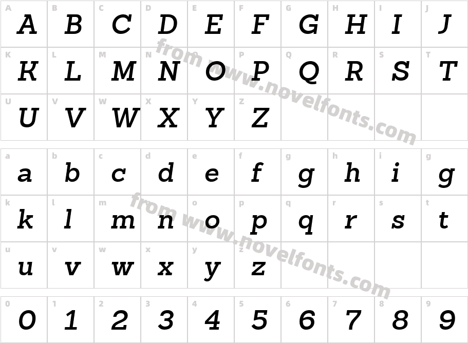 Sanchez Slab W03 Semibold ItCharacter Map