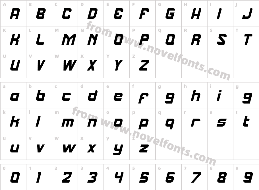 Sandayz ItalicCharacter Map