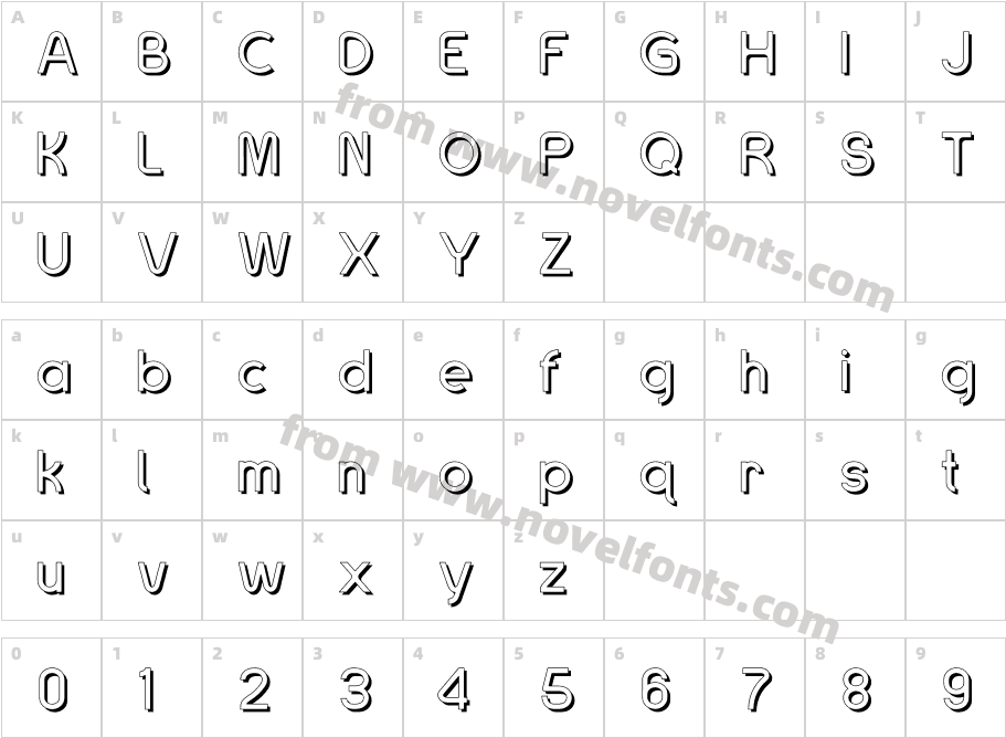 Sans One Regular Shadow LineCharacter Map