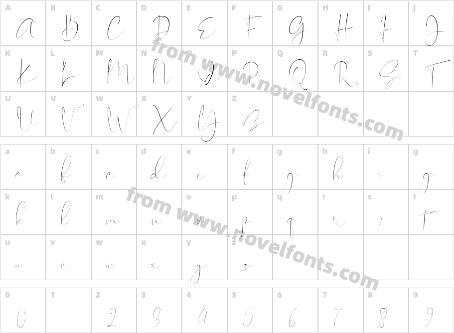 Sastica Nora RegularCharacter Map