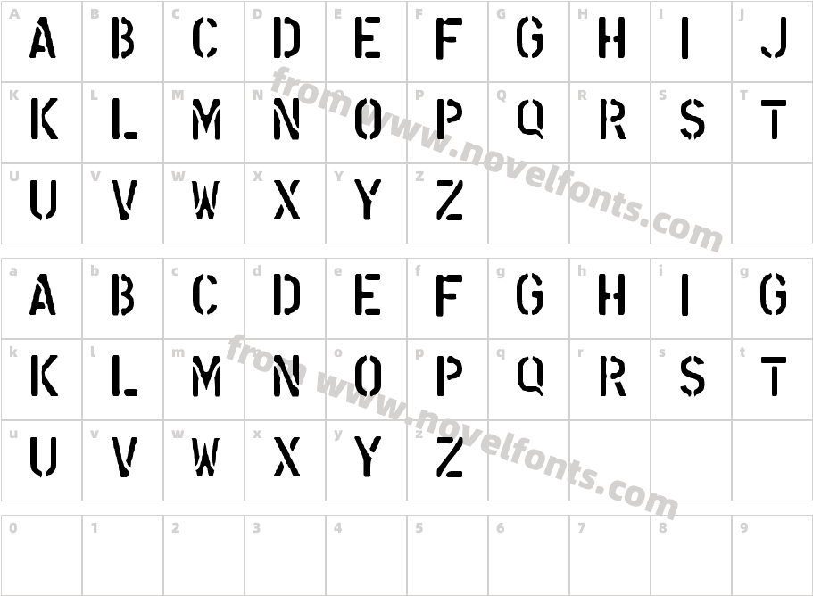 N&D fontCharacter Map