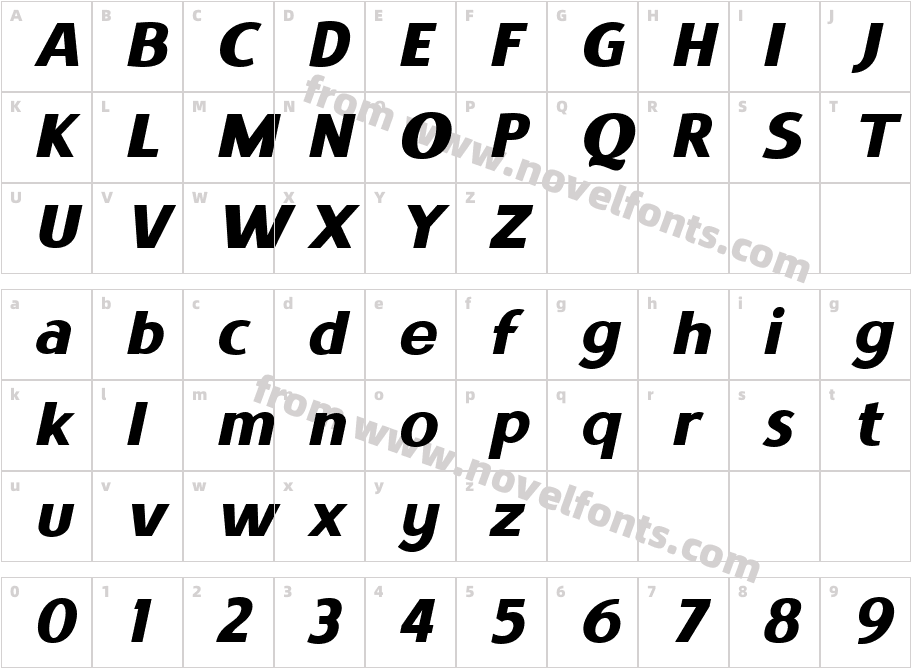 Satrio Black ItalicCharacter Map