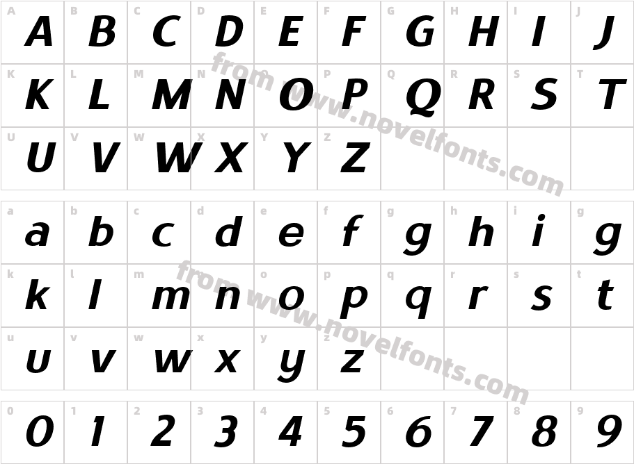 Satrio Bold ItalicCharacter Map