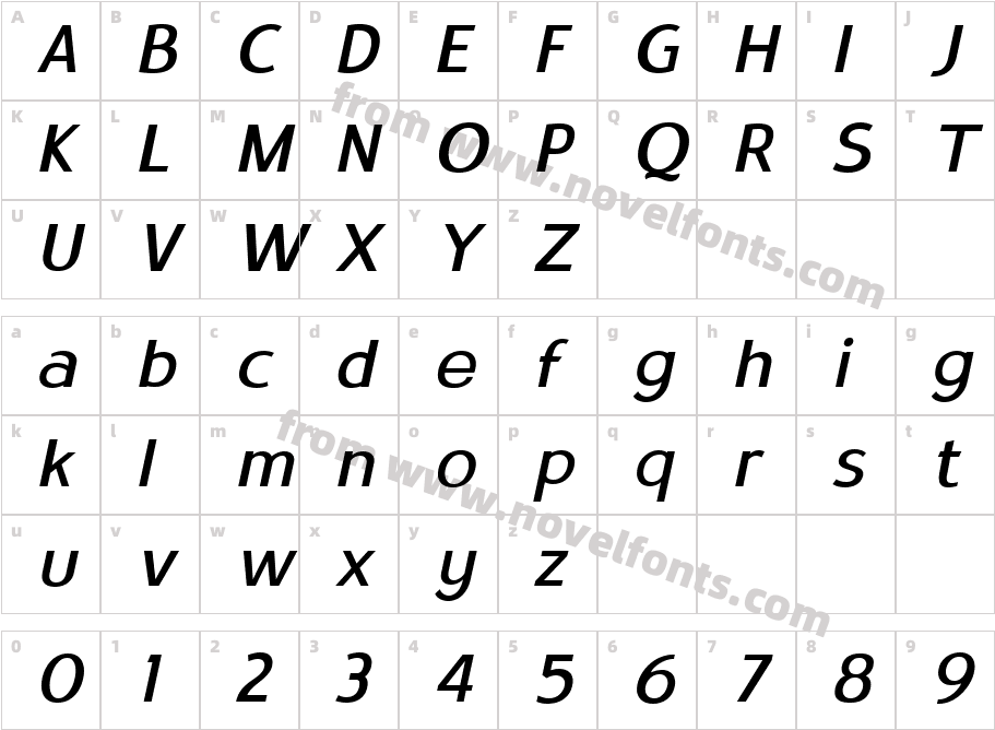 Satrio ItalicCharacter Map