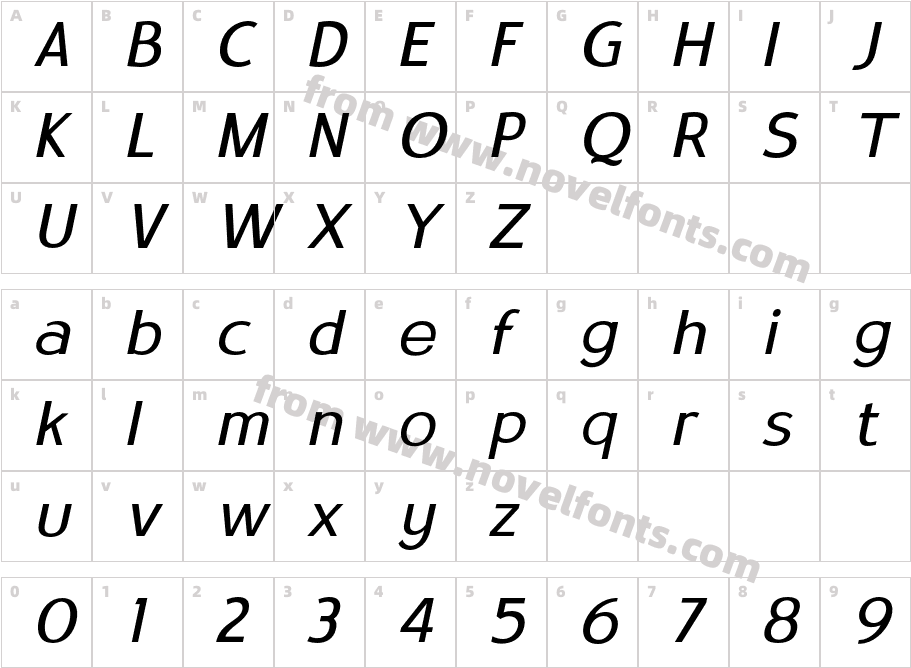 Satrio Light ItalicCharacter Map