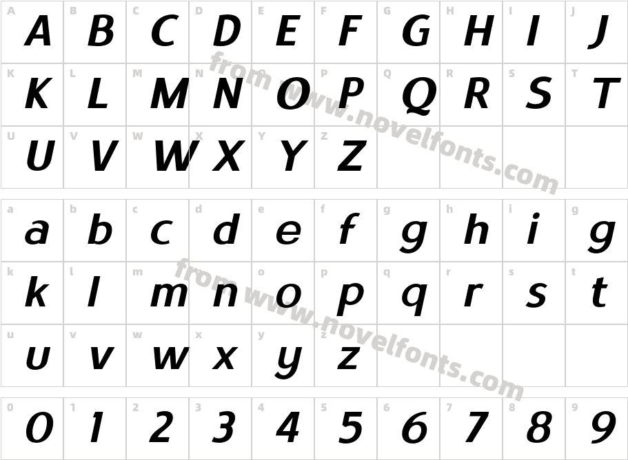 Satrio Semibold ItalicCharacter Map