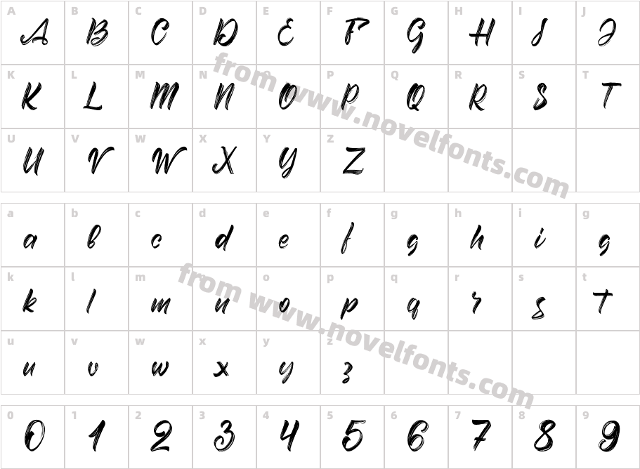 Savannah Script RegularCharacter Map