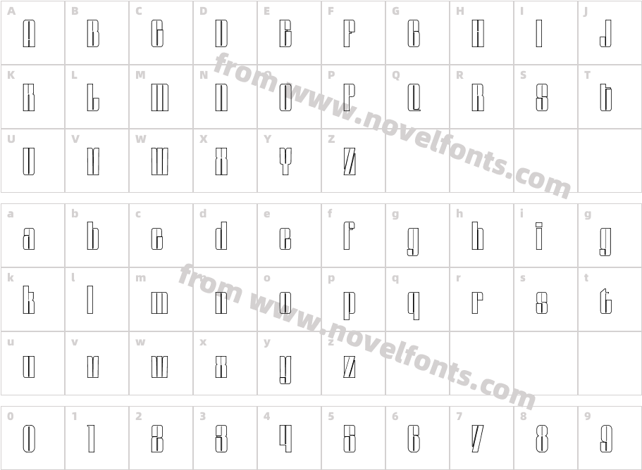 Sazzle OutlineCharacter Map