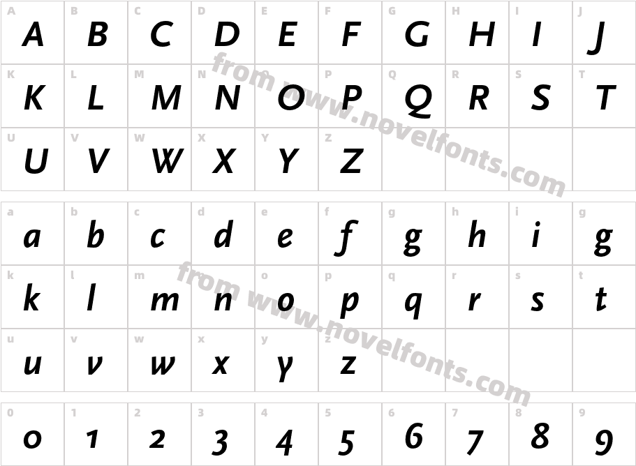 Scala Sans Pro Bold ItalicCharacter Map