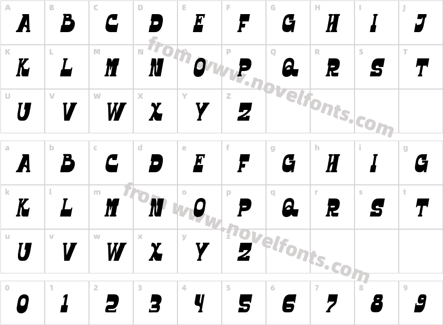 Scalter Serif Condensed SlantedCharacter Map