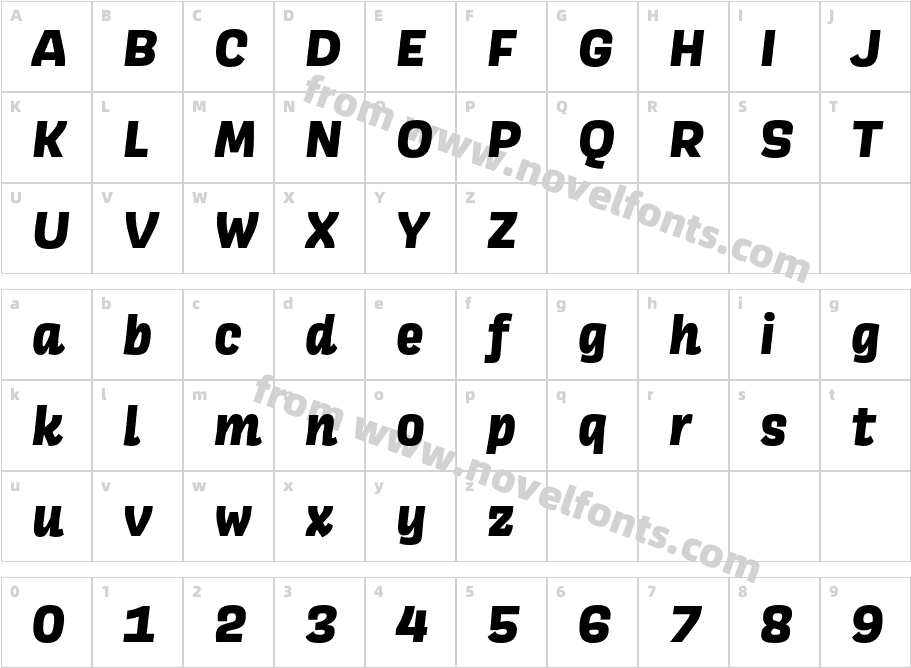 Scarlet Extra Bold ItalicCharacter Map