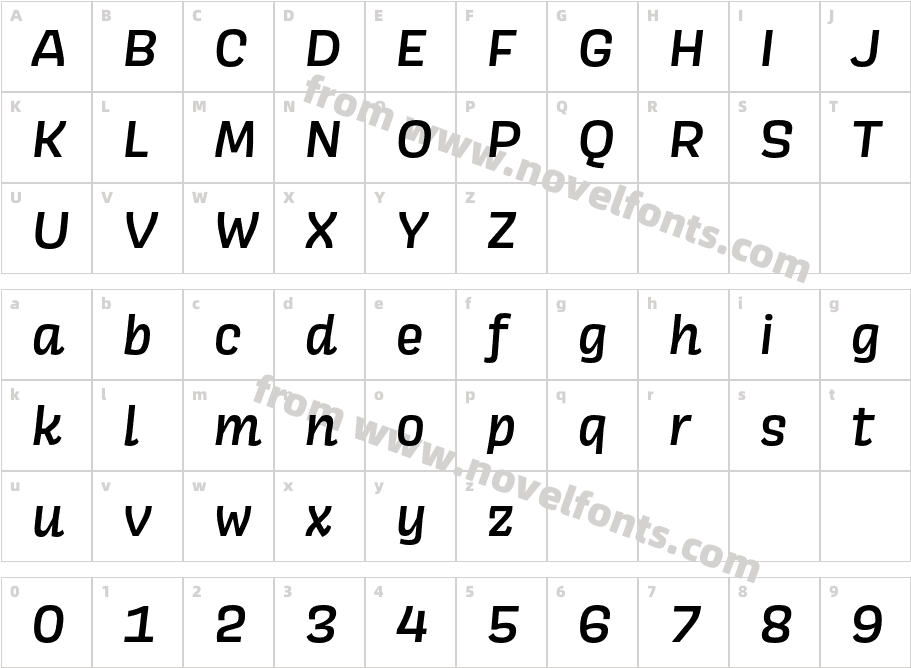 Scarlet Medium ItalicCharacter Map